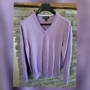 Brooks Brothers 100% Supima Cotton V Neck Sweater Purple Mens Large Preppy